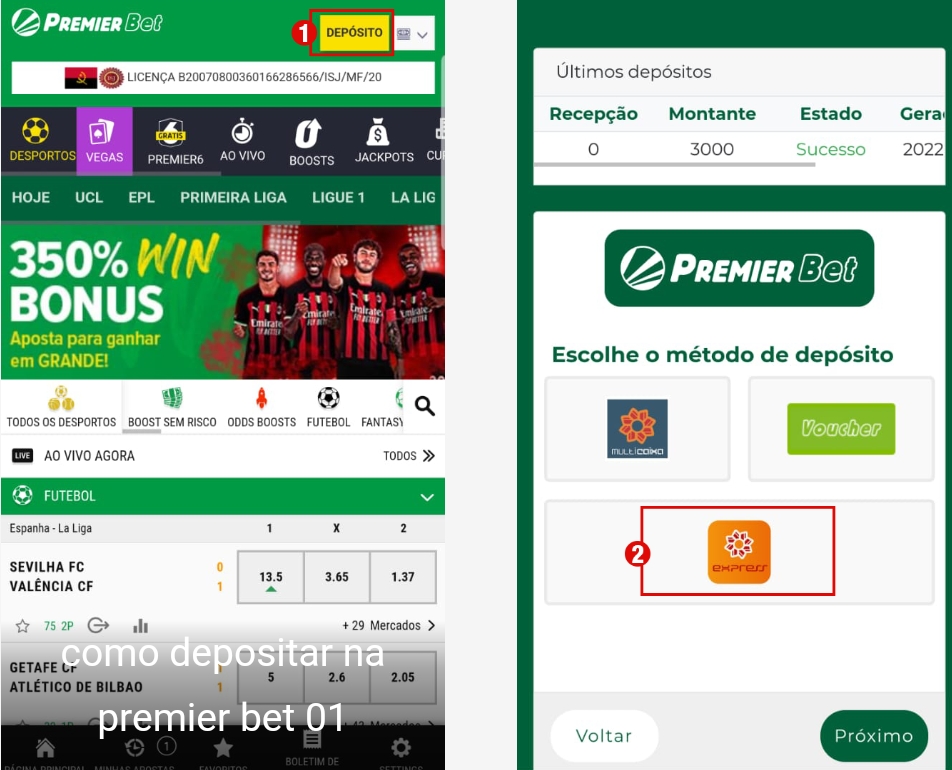 Como depositar na Premier Bet pelo Multicaixa