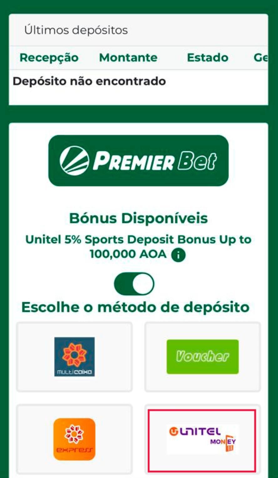 Como depositar na Premier Bet pelo UNITEL Money